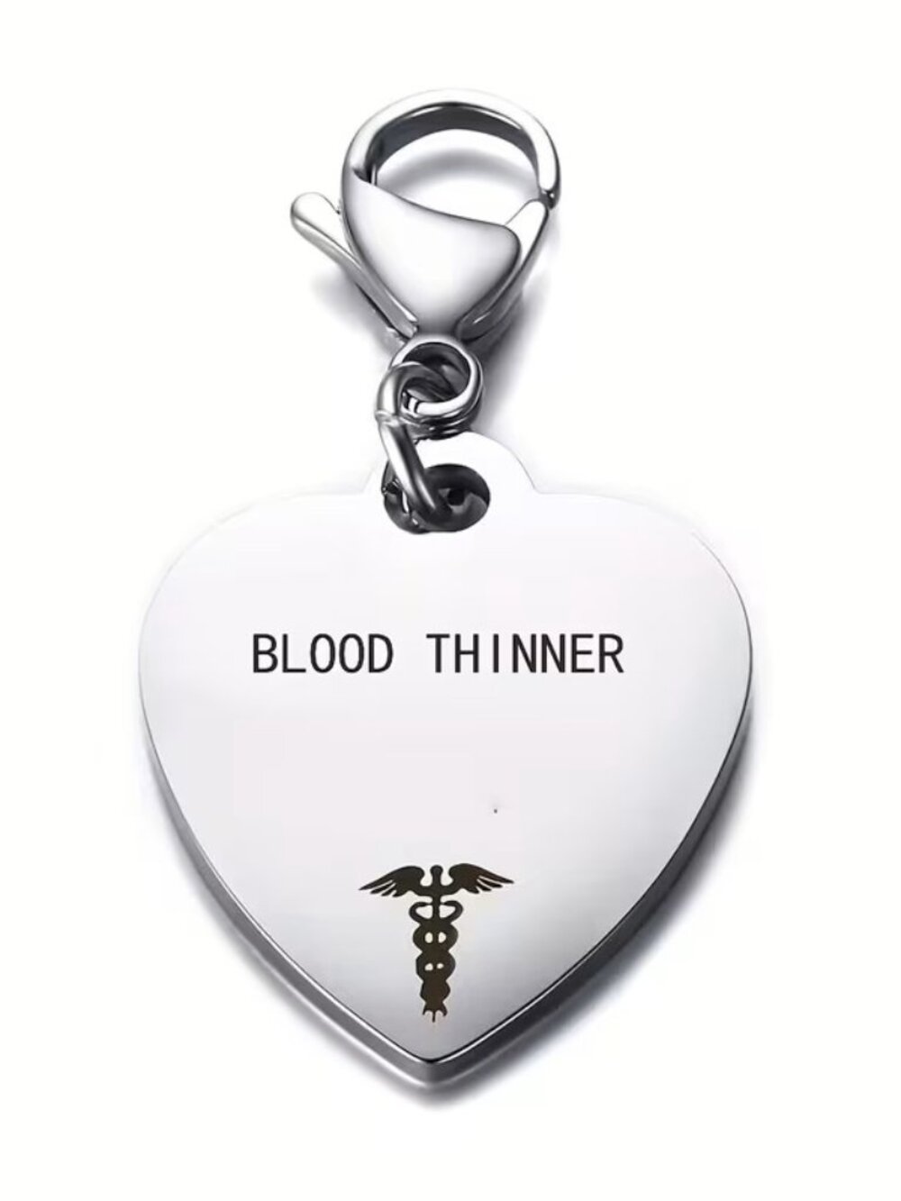 Blood Thinner Medical Alert Heart Charm Emergency ID Bracelet Pendant